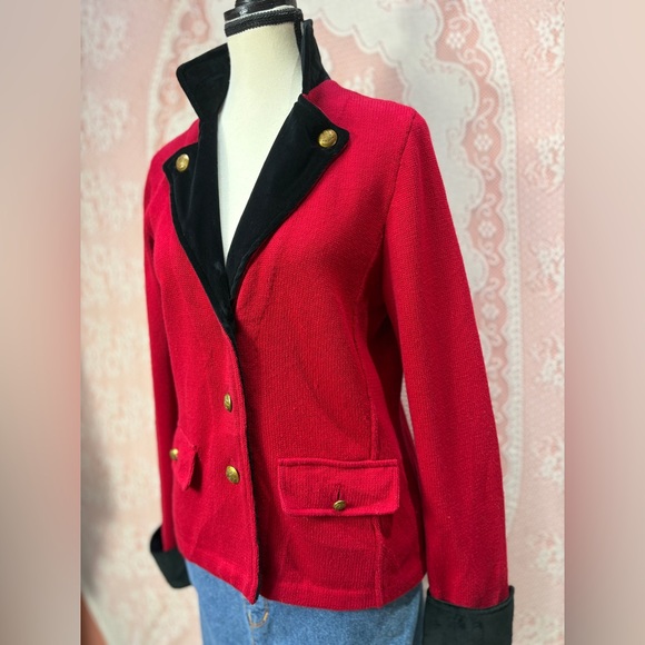 Lauren Ralph Lauren Red Velvet Trim Blazer P/L - Picture 5 of 9